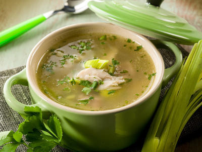 soup with chicken and leek