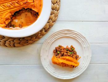 Pastís de carn especiat amb crema de moniato