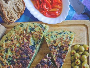 Truita de porros i espinacs